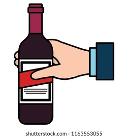hand with wine bottle drink