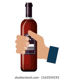 hand with wine bottle drink