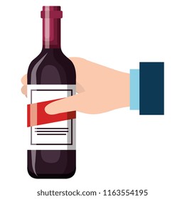 hand with wine bottle drink