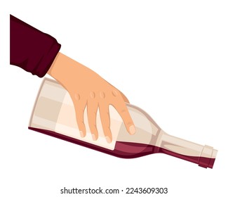 hand with wine bottle icon