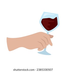 hand with wine glass vector isolated