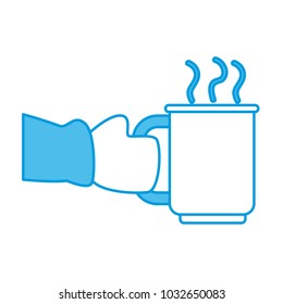Hand with winter glove holding a mug