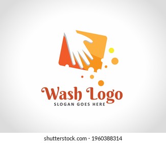 hand wipe wash cleaning art logo design illustration