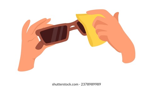 Hand Wipes Glasses Vector Illustration