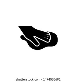 Hand Wiping and Cloth, Cleaning. Flat Vector Icon illustration. Simple black symbol on white background. Hand Wiping and Cloth, Cleaning sign design template for web and mobile UI element