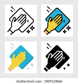 Hand wiping cloth icon vector design in filled, thin line, outline and flat style.