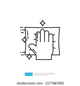 hand wiping with cloth vector icon