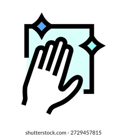 Hand wiping a smooth surface with a cloth, representing hygiene, disinfection and pure cleanliness for sanitation, domestic cleaning, healthcare and virus protection concepts