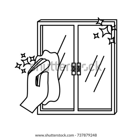 hand wiping window with cloth