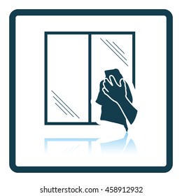 Hand wiping window icon. Shadow reflection design. Vector illustration.