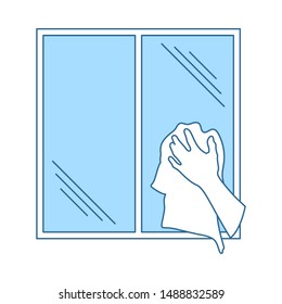Icono de la ventana de borrado manual. Línea Delgada Con Diseño De Relleno Azul. Ilustración vectorial.