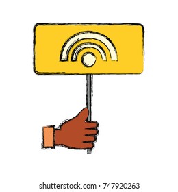 hand with  wireless sign  vector illustration