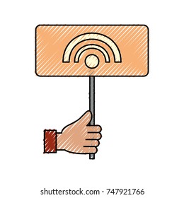 hand with  wireless sign  vector illustration