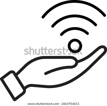 Hand with wireless signal icon representing connectivity or tech access support with transparent background