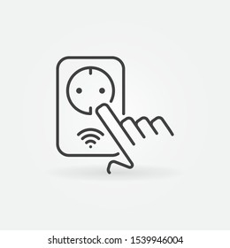 Hand with Wireless Smart Socket vector linear concept icon or symbol
