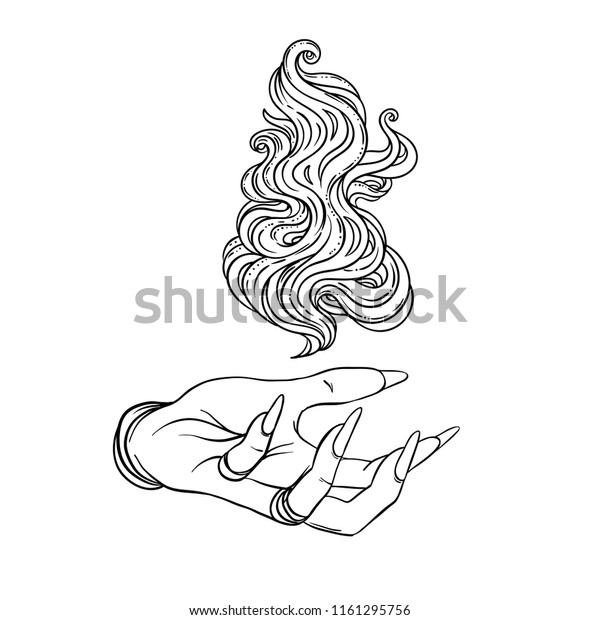 main de sorciere avec feu personnage image vectorielle stock libre droits 1161295756 coloriage chauve-souris simple