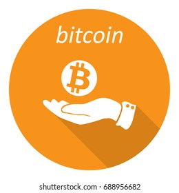 Hand witn bitcoin logo for web