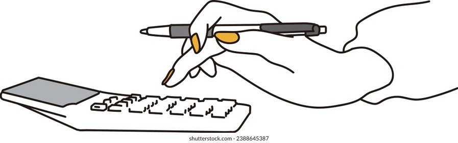 Hand of a woman calculating with a calculator
