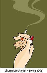 Hand Of A Woman Holding A Cigarette