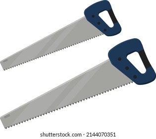 Hand wood saw, illustration, vector on a white background.