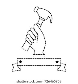hand worker with hammer tool isolated icon
