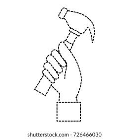 hand worker with hammer tool isolated icon