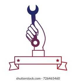 hand worker with wrench tool isolated icon
