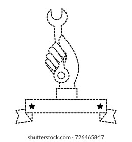 hand worker with wrench tool isolated icon