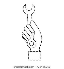 hand worker with wrench tool isolated icon