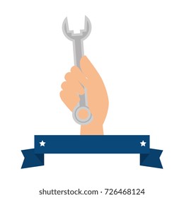 hand worker with wrench tool isolated icon