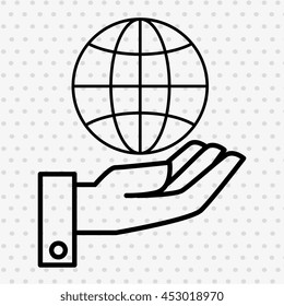 hand and world connection isolated icon design, vector illustration  graphic 