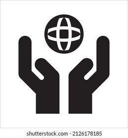 hand and world icon, best used for banner or application, with simple shape and eps 10 file format