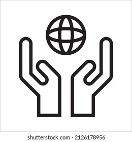 hand and world icon, best used for banner or application, with simple shape and eps 10 file format