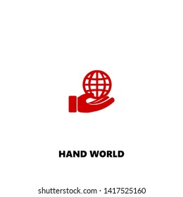 hand world icon. hand world vector design. sign design. red color