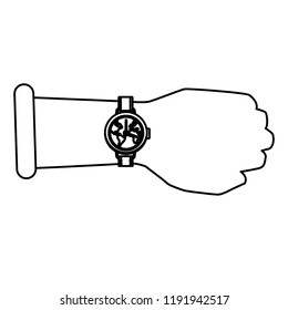 Hand with world wristwatch