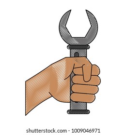 Hand with wrench
