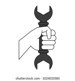 Hand with wrench