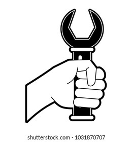 Hand with wrench