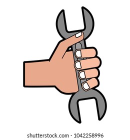 Hand with wrench