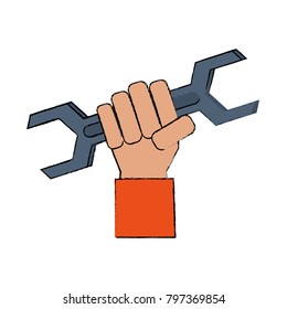Hand with wrench