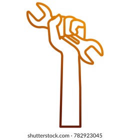 hand with wrench isolated icon
