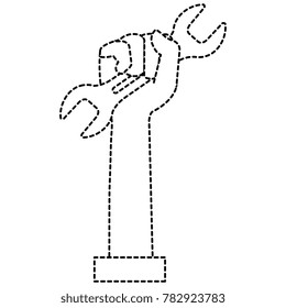 hand with wrench isolated icon