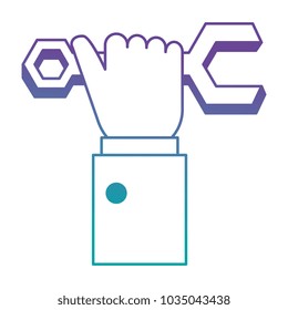 hand with wrench key isolated icon