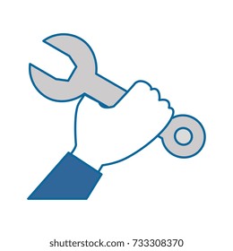 hand with wrench key isolated icon