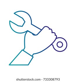 hand with wrench key isolated icon