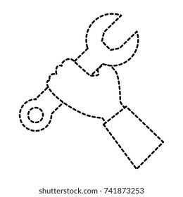 hand with wrench key isolated icon