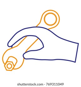 hand with wrench key isolated icon