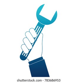 hand with wrench key isolated icon