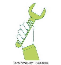 hand with wrench key isolated icon