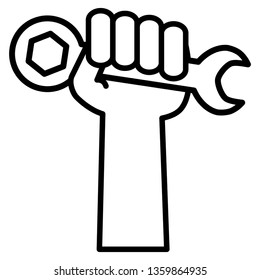 hand with wrench key tool